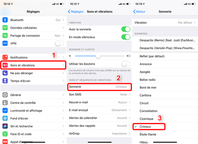 Changer une sonnerie par défaut sur iPhone