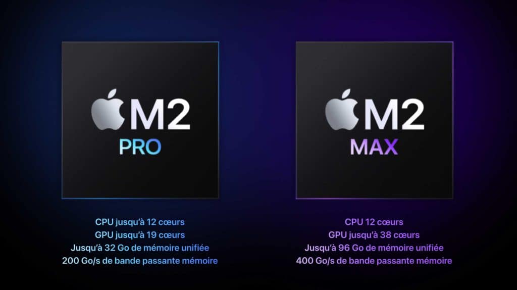 La fiche technique des nouveaux MacBook Pro M2