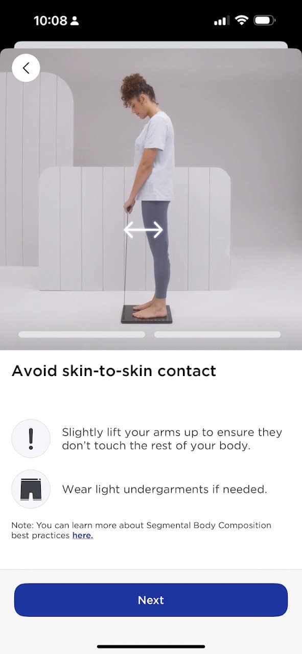 Withings Body Scan : les explications dans l'application sont explicites