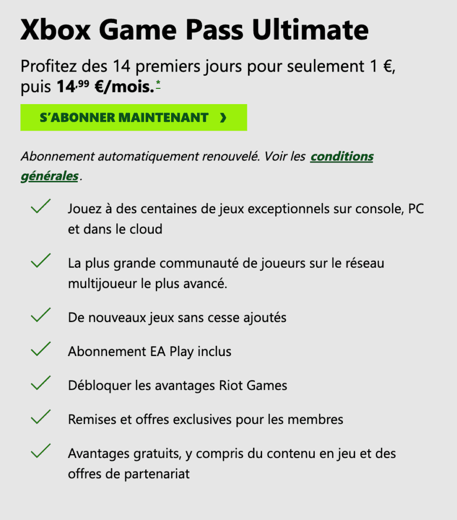 Les tarifs du Xbox Game Pass Ultimate