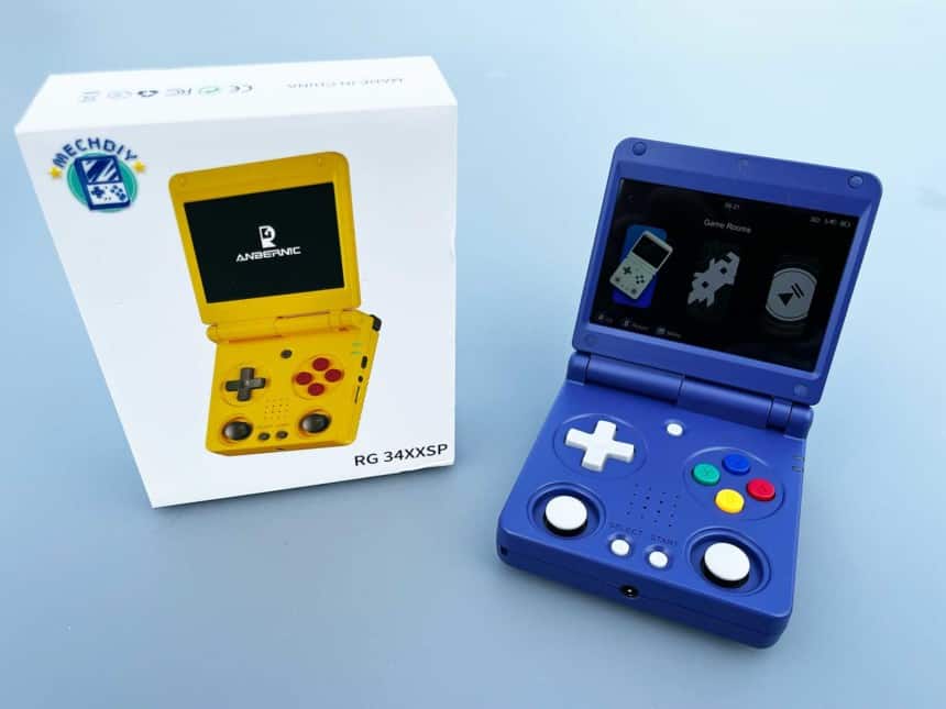 La console Anbernic RG34XXSP et son packaging