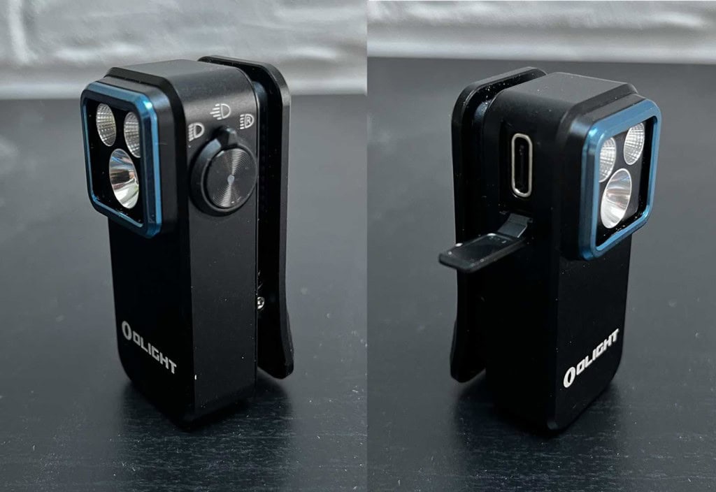 La Olight Oclip Pro sous deux angles différents