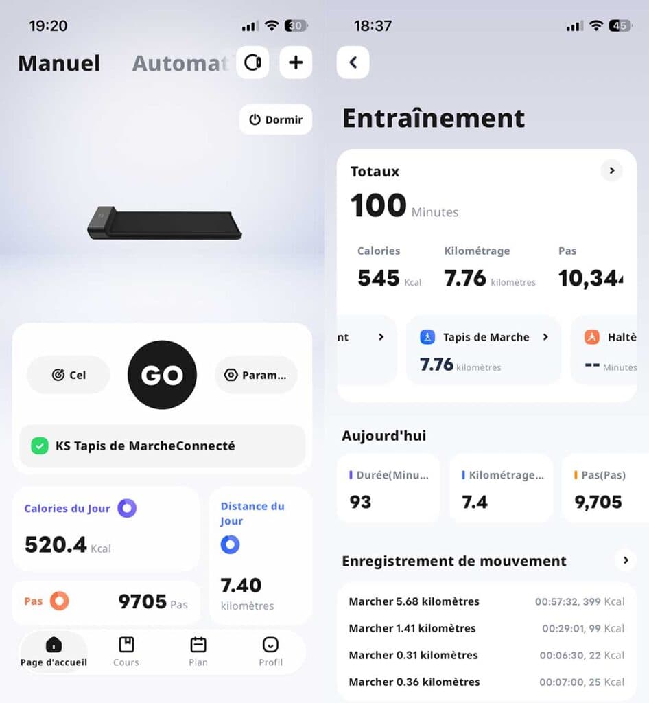 L'app du WalkingPad A1 Pro