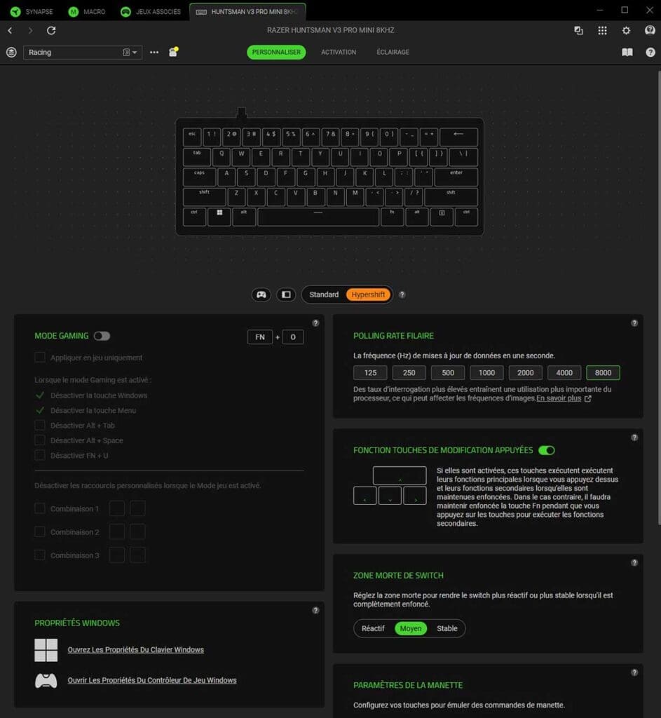 Un screenshot de Razer Synapse